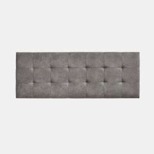 Cabeceira de cama com 100 botões, tecido xadrez resistente a manchas, 112 x 57 x 5 cm, cinza.