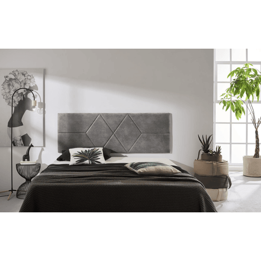 Cabeceira para cama 140 com estampa de dois diamantes, tecido resistente a manchas, 152 x 57 x 5 cm, cinza.