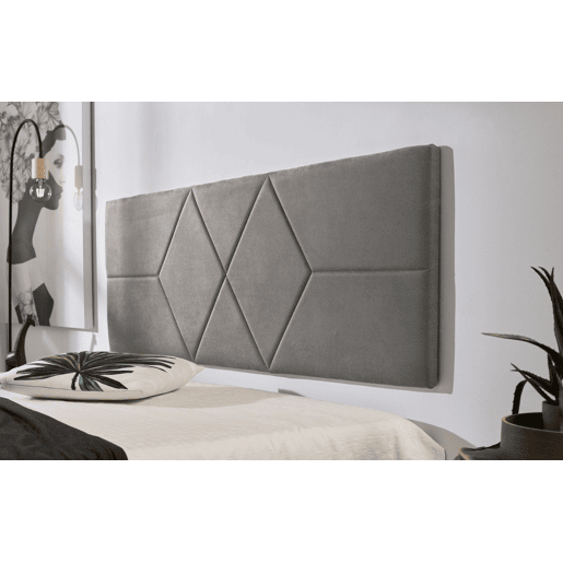 Cabeceira para cama 140 com estampa de dois diamantes, tecido resistente a manchas, 152 x 57 x 5 cm, cinza.