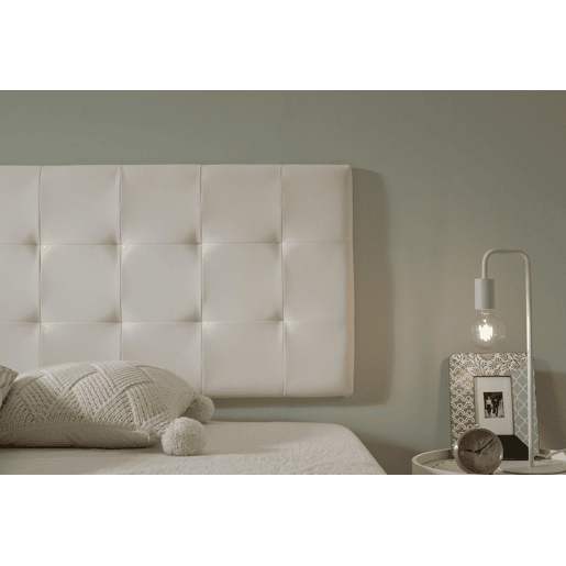 Cabeceira de cama de 160 cm com design em couro sintético xadrez capitonê, 162 x 57 x 5 cm, branca