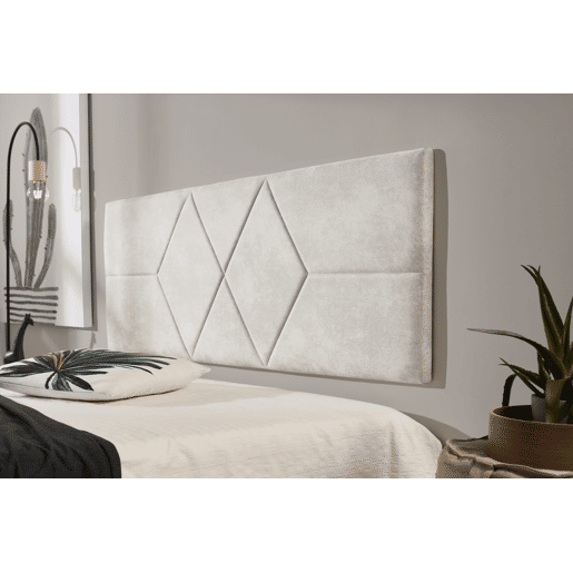 Cabeceira com padrão de 160 diamantes, tecido resistente a manchas, 162x57x5cm, branco-creme, efeito granito