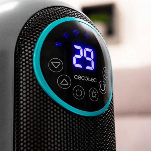 Cecotec Aquecedor cerâmico com 2200 W, comando à distância, ecrã LED, seleção de temperatura, 3 modos, oscilação, temporizador e triplo sistema de segurança.