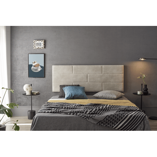 Cabeceira para cama com estampa de tijolos, tecido resistente a manchas, 152 x 57 x 5 cm, efeito granito branco.