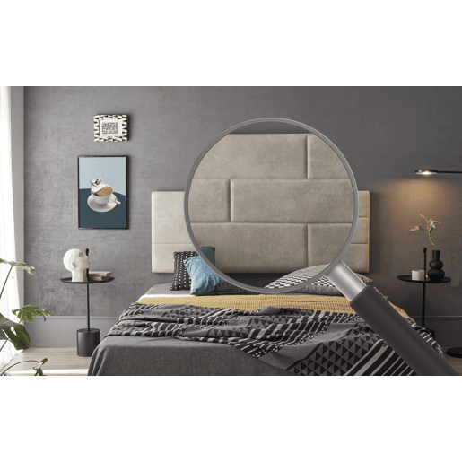 Cabeceira para cama com estampa de tijolos, tecido resistente a manchas, 152 x 57 x 5 cm, efeito granito branco.