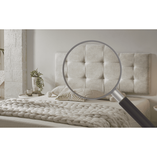 Cabeceira de cama com 100% de capitonê em tecido xadrez resistente a manchas, 112 x 57 x 5 cm, branco-creme