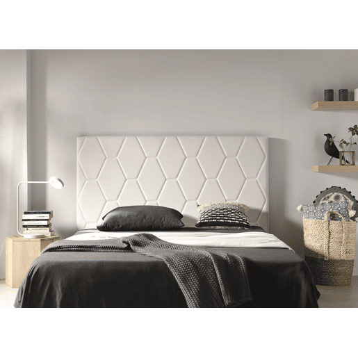 Cabeceira Agate para cama de 150 cm em couro sintético branco, 154 x 115 x 8 cm. Matris