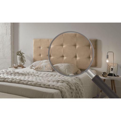 Cabeceira de cama 105 com capitonê, xadrez, tecido resistente a manchas, 112 x 57 x 5 cm, bege claro
