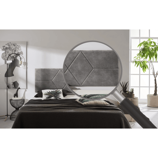 Cabeceira para cama 110 com estampa de dois diamantes, tecido resistente a manchas, 152 x 57 x 5 cm, cinza.
