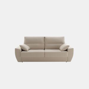 Sofá-cama italiano Monaco de 3 lugares, 200 x 96 cm, tecido bege resistente a manchas.