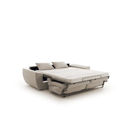 Sofá-cama italiano Monaco de 3 lugares, 200 x 96 cm, tecido bege resistente a manchas.