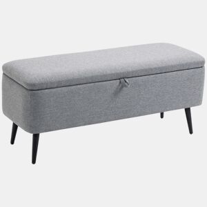 HOMCOM Banco de Armazenamento Estofado em Linho com Tampa Abatível e Pés de Aço para Dormitório Sala de Estar Entrada Carga Máxima 150kg 101x38,5x44,5 cm Cinza