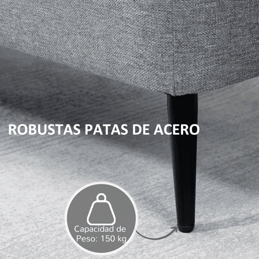 HOMCOM Banco de Armazenamento Estofado em Linho com Tampa Abatível e Pés de Aço para Dormitório Sala de Estar Entrada Carga Máxima 150kg 101x38,5x44,5 cm Cinza