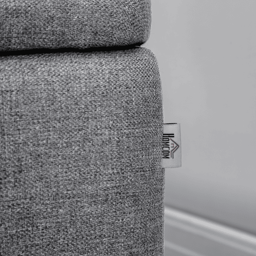 HOMCOM Banco de Armazenamento Estofado em Linho com Tampa Abatível e Pés de Aço para Dormitório Sala de Estar Entrada Carga Máxima 150kg 101x38,5x44,5 cm Cinza