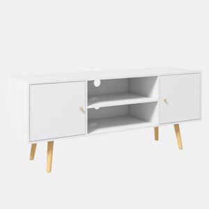 HOMCOM Móvel de TV de Sala de Estar Móvel para Televisores de até 55 Polegadas com 2 Portas 2 Prateleiras de Armazenamento para Escritório Dormitório 120x34x50cm Branco