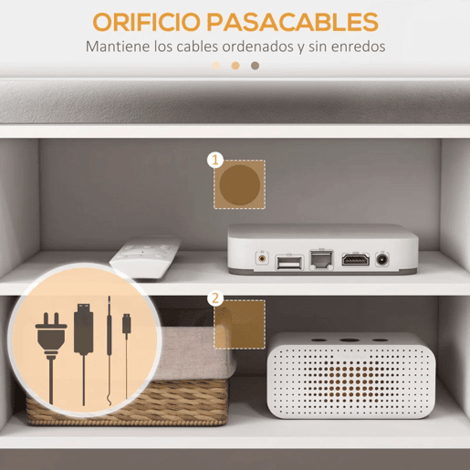 HOMCOM Móvel de TV de Sala de Estar Móvel para Televisores de até 55 Polegadas com 2 Portas 2 Prateleiras de Armazenamento para Escritório Dormitório 120x34x50cm Branco