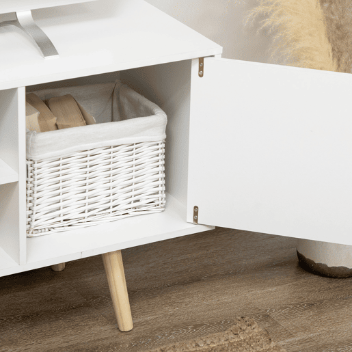 HOMCOM Móvel de TV de Sala de Estar Móvel para Televisores de até 55 Polegadas com 2 Portas 2 Prateleiras de Armazenamento para Escritório Dormitório 120x34x50cm Branco