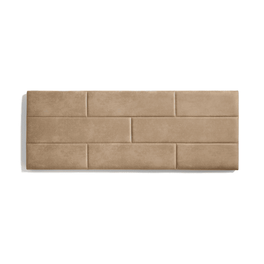 Cabeceira para cama em tecido resistente a manchas, estampa de parede de tijolos, 112 x 57 x 5 cm, cor camelo claro.