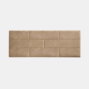 Cabeceira para cama em tecido resistente a manchas, estampa de parede de tijolos, 112 x 57 x 5 cm, cor camelo claro.