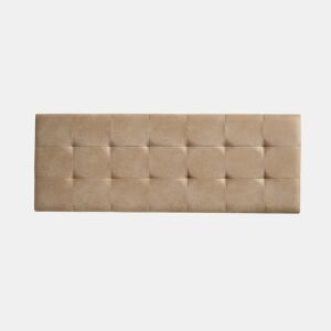 Cabeceira de cama com 100 botões, tecido xadrez resistente a manchas, 112 x 57 x 5 cm, cor camelo claro.
