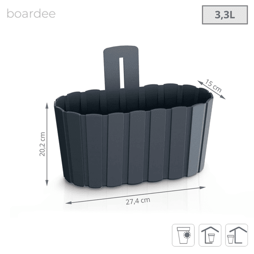 Ponto de parede 3,3L da parede Boardee, dimensões (mm) 274x150x202, cor antracite