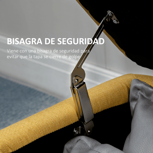 HOMCOM Banco de Armazenamento Estofado em Linho com Tampa Abatível e Pés de Aço para Dormitório Sala de Estar Entrada Carga Máxima 150kg 101x38,5x44,5 cm Amarelo