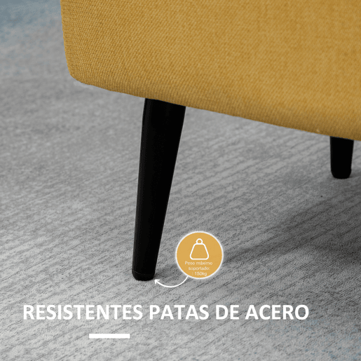 HOMCOM Banco de Armazenamento Estofado em Linho com Tampa Abatível e Pés de Aço para Dormitório Sala de Estar Entrada Carga Máxima 150kg 101x38,5x44,5 cm Amarelo