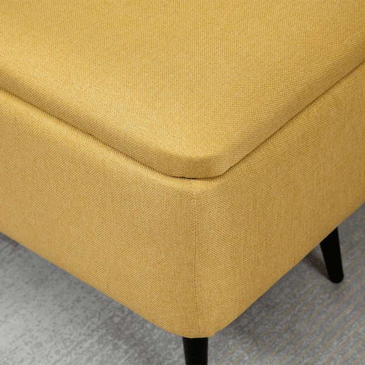 HOMCOM Banco de Armazenamento Estofado em Linho com Tampa Abatível e Pés de Aço para Dormitório Sala de Estar Entrada Carga Máxima 150kg 101x38,5x44,5 cm Amarelo