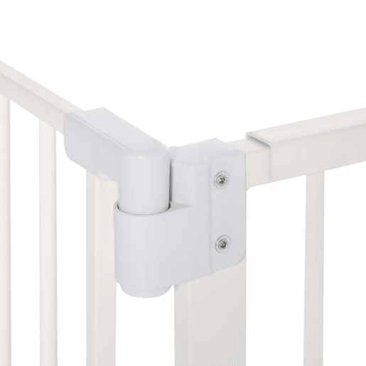 PawHut Barreira de Segurança Metálica de Portas e Escadas para Animais de Estimação Cães com Extensão de 17,5 cm Sistema de Fechamento Automático 74-97,5x76,2 cm Branco