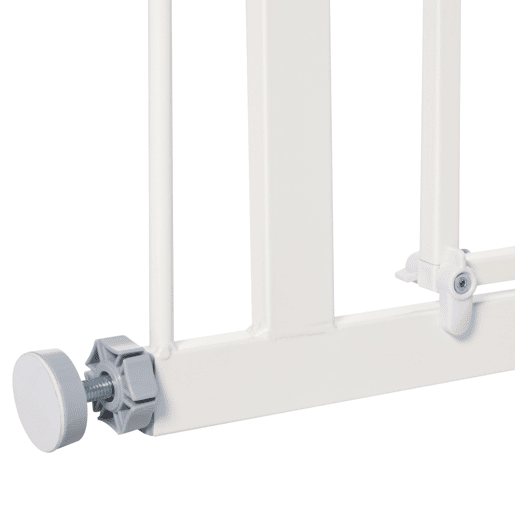 PawHut Barreira de Segurança Metálica de Portas e Escadas para Animais de Estimação Cães com Extensão de 17,5 cm Sistema de Fechamento Automático 74-97,5x76,2 cm Branco