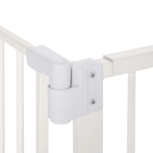 PawHut Barreira de Segurança Metálica de Portas e Escadas para Animais de Estimação Cães com Extensão de 17,5 cm Sistema de Fechamento Automático 74-97,5x76,2 cm Branco