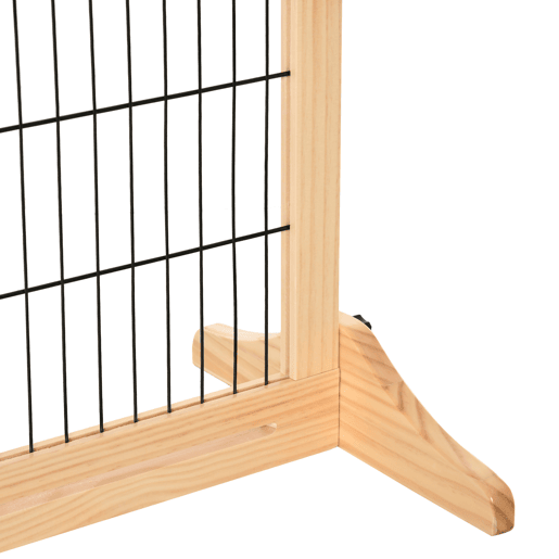 PawHut Barreira de Segurança para Cães de Madeira Extensível com Pés de Suporte Barreira de Proteção para Animais de Estimação para Portas Escada Corredor 104-183x36x69cm Natural