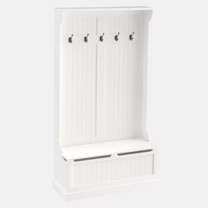 HOMCOM Móvel Cabide de Entrada com Banco Armário de Entrada com Cabide 5 Ganchos e Espaço de Armazenamento 96x34x179,7cm Marfim