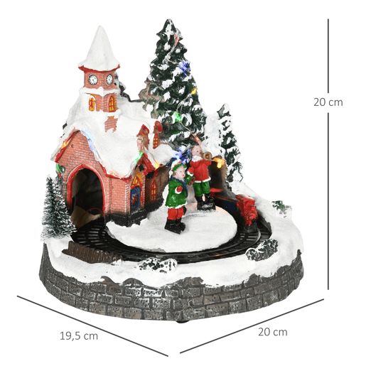 HOMCOM Aldeia de Natal Cena de Decoração Natalícia Iluminada com Luzes LED Trem Giratório e Música Decoração de Natal 20x19,5x20cm Multicor HOMCOM Aldeia de Natal Cena de Decoração Natalícia Iluminada com Luzes LED Trem Giratório e Música Decoração de Natal 20x19,5x20cm Multicor