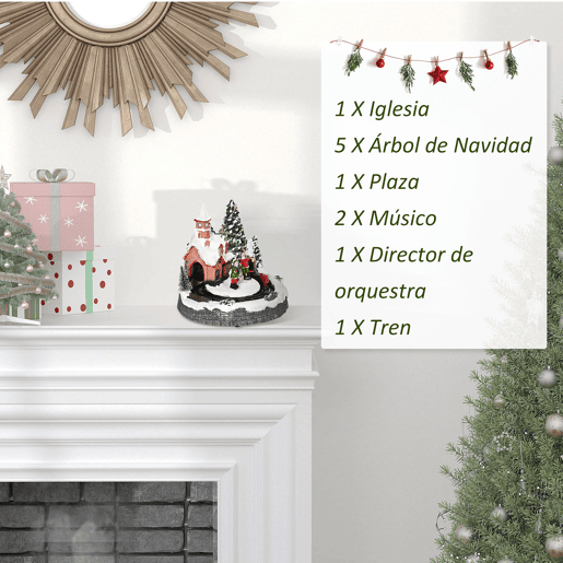 HOMCOM Aldeia de Natal Cena de Decoração Natalícia Iluminada com Luzes LED Trem Giratório e Música Decoração de Natal 20x19,5x20cm Multicor HOMCOM Aldeia de Natal Cena de Decoração Natalícia Iluminada com Luzes LED Trem Giratório e Música Decoração de Natal 20x19,5x20cm Multicor