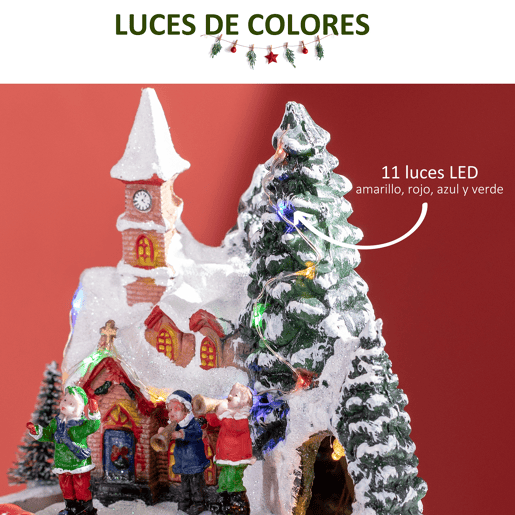 HOMCOM Aldeia de Natal Cena de Decoração Natalícia Iluminada com Luzes LED Trem Giratório e Música Decoração de Natal 20x19,5x20cm Multicor HOMCOM Aldeia de Natal Cena de Decoração Natalícia Iluminada com Luzes LED Trem Giratório e Música Decoração de Natal 20x19,5x20cm Multicor