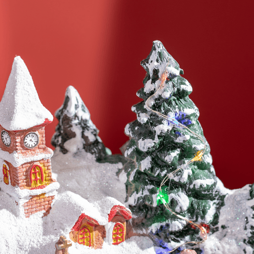 HOMCOM Aldeia de Natal Cena de Decoração Natalícia Iluminada com Luzes LED Trem Giratório e Música Decoração de Natal 20x19,5x20cm Multicor HOMCOM Aldeia de Natal Cena de Decoração Natalícia Iluminada com Luzes LED Trem Giratório e Música Decoração de Natal 20x19,5x20cm Multicor