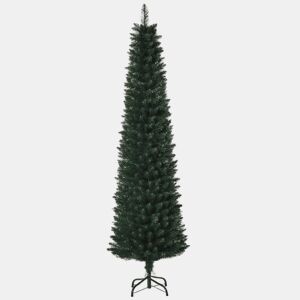 HOMCOM Árvore de Natal Artificial Altura 180cm com 380 Ramos de Folhas de PVC Ignífugos Base Dobrável e Suporte Metálico Decoração de Natal para Interiores Ø56x180cm Verde