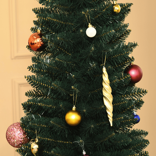 HOMCOM Árvore de Natal Artificial Altura 180cm com 380 Ramos de Folhas de PVC Ignífugos Base Dobrável e Suporte Metálico Decoração de Natal para Interiores Ø56x180cm Verde