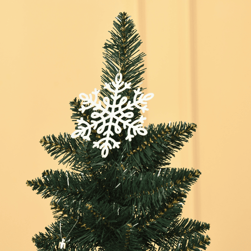HOMCOM Árvore de Natal Artificial Altura 180cm com 380 Ramos de Folhas de PVC Ignífugos Base Dobrável e Suporte Metálico Decoração de Natal para Interiores Ø56x180cm Verde