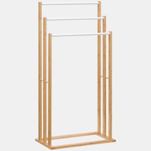 HOMCOM Toalheiro de Pé de Bambu com 3 Barras Toalheiro Independente de 3 Níveis para Casa de Banho 48x25,8x94cm Madeira