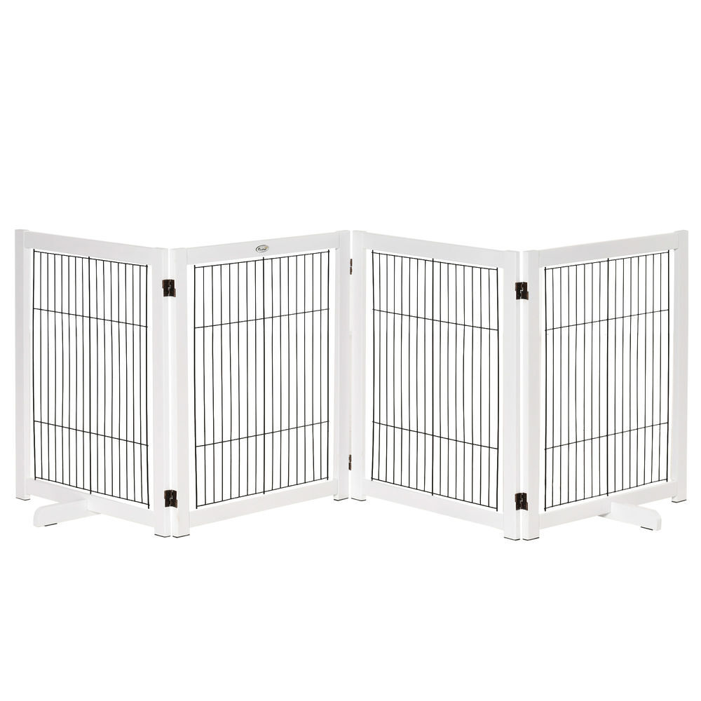 Barrera Seguridad Perros Madera de Pino y Acero PawHut