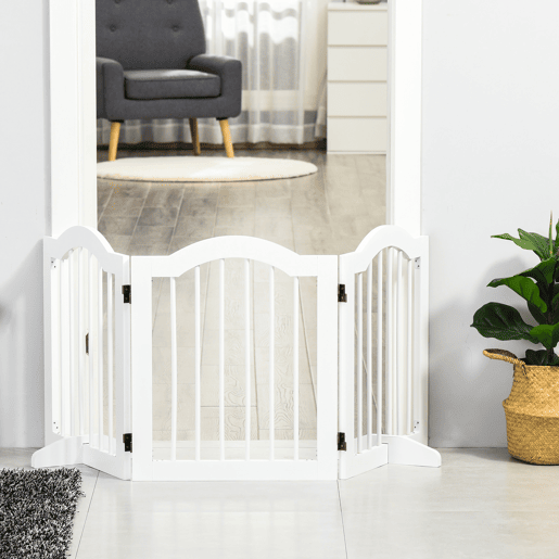 PawHut Barreira de Segurança Dobrável para Cães Pequenos Barreira de Proteção para Animais de Estimação com 3 Painéis e 2 Suportes para Portas Escadas Corredores 154,5x29,5x61 Branco PawHut Barreira de Segurança Dobrável para Cães Pequenos Barreira de Proteção para Animais de Estimação com 3 Painéis e 2 Suportes para Portas Escadas Corredores 154,5x29,5x61 Branco