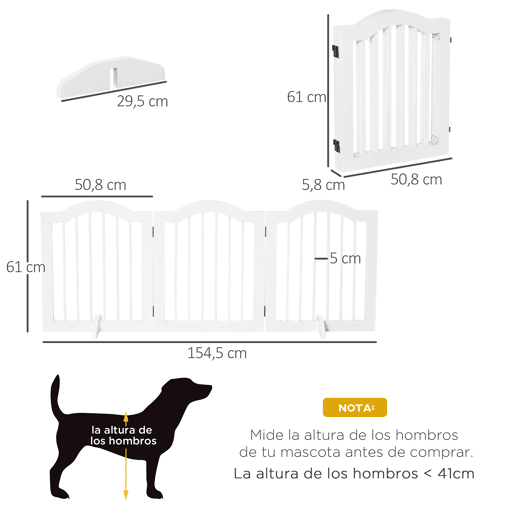 PawHut Barreira de Segurança Dobrável para Cães Pequenos Barreira de Proteção para Animais de Estimação com 3 Painéis e 2 Suportes para Portas Escadas Corredores 154,5x29,5x61 Branco PawHut Barreira de Segurança Dobrável para Cães Pequenos Barreira de Proteção para Animais de Estimação com 3 Painéis e 2 Suportes para Portas Escadas Corredores 154,5x29,5x61 Branco