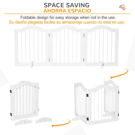 PawHut Barreira de Segurança Dobrável para Cães Pequenos Barreira de Proteção para Animais de Estimação com 3 Painéis e 2 Suportes para Portas Escadas Corredores 154,5x29,5x61 Branco PawHut Barreira de Segurança Dobrável para Cães Pequenos Barreira de Proteção para Animais de Estimação com 3 Painéis e 2 Suportes para Portas Escadas Corredores 154,5x29,5x61 Branco