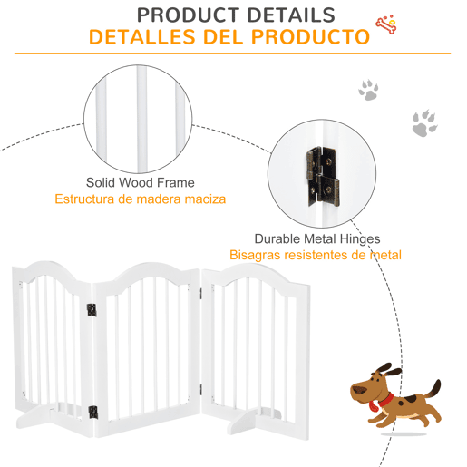 PawHut Barreira de Segurança Dobrável para Cães Pequenos Barreira de Proteção para Animais de Estimação com 3 Painéis e 2 Suportes para Portas Escadas Corredores 154,5x29,5x61 Branco PawHut Barreira de Segurança Dobrável para Cães Pequenos Barreira de Proteção para Animais de Estimação com 3 Painéis e 2 Suportes para Portas Escadas Corredores 154,5x29,5x61 Branco