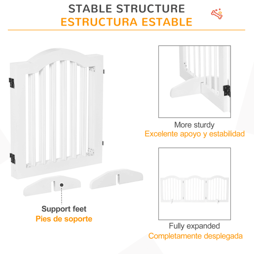 PawHut Barreira de Segurança Dobrável para Cães Pequenos Barreira de Proteção para Animais de Estimação com 3 Painéis e 2 Suportes para Portas Escadas Corredores 154,5x29,5x61 Branco PawHut Barreira de Segurança Dobrável para Cães Pequenos Barreira de Proteção para Animais de Estimação com 3 Painéis e 2 Suportes para Portas Escadas Corredores 154,5x29,5x61 Branco