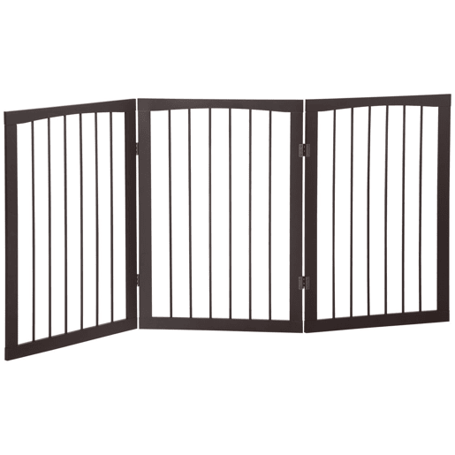 PawHut Barreira de Segurança Dobrável de 3 Painéis Portátil para Animais de Estimação Grade de Proteção para Cães Pequenos 160x76 cm para Portas Escadas Corredores Castanho