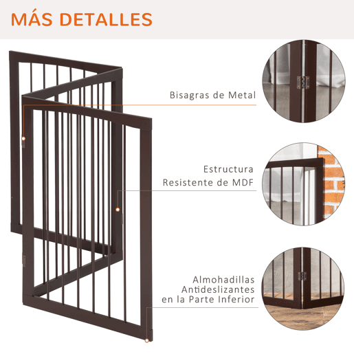 PawHut Barreira de Segurança Dobrável de 3 Painéis Portátil para Animais de Estimação Grade de Proteção para Cães Pequenos 160x76 cm para Portas Escadas Corredores Castanho