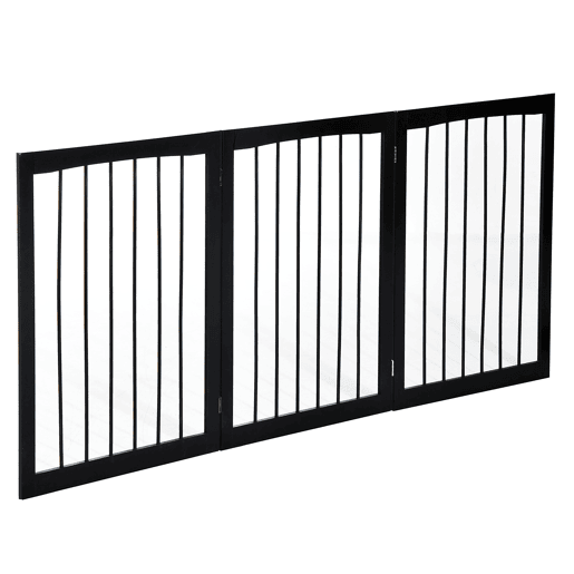 PawHut Barreira de Segurança Dobrável de 3 Painéis Portátil para Animais de Estimação Grade de Proteção para Cães Pequenos 160x76 cm para Portas Escadas Corredores Castanho