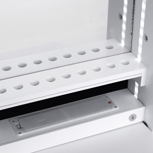 HOMCOM Guarda-Joias de Pé, com Espelho, Armário para Joias Luzes LED de luz Reclinável Guarda-Joias Anéis Brincos Colares Madeira 30x36x146cm Branco